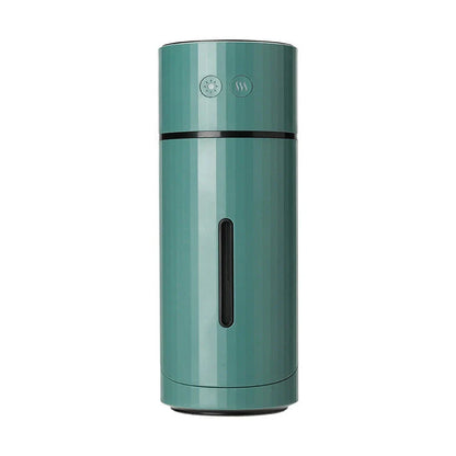 Compact USB charging humidifier with adjustable angle and night light in white, green, and red