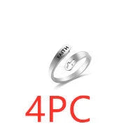 Hollow Cross Double Ring in stainless steel with engraved faith symbol