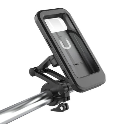 Waterproof mobile phone stand for bicycles and motorcycles with adjustable angles