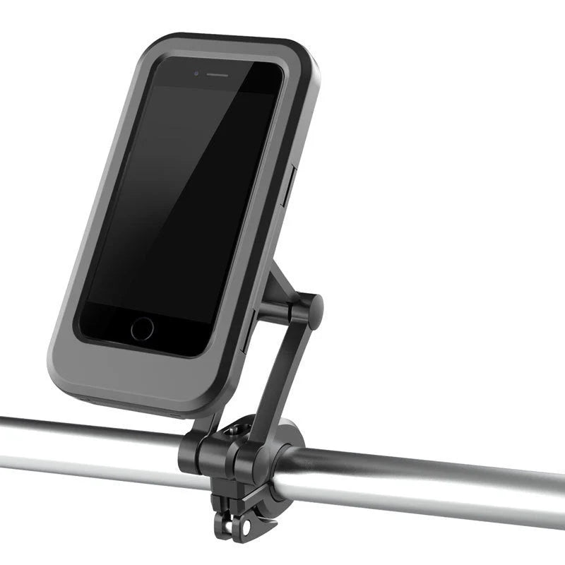 Waterproof mobile phone stand for bicycles and motorcycles with adjustable angles