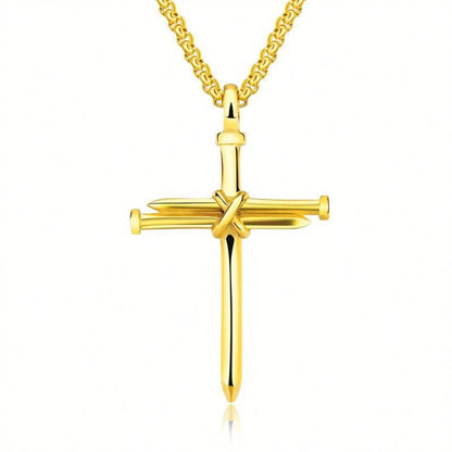 Men's stainless steel cross pendant necklace with 3mm round box chain
