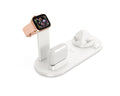 Three-in-one wireless charging bracket in black or white with USB connection for mobile phone charging