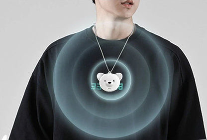 Compact, portable negative ion air purifier with necklace-style design for use in homes, offices, and vehicles