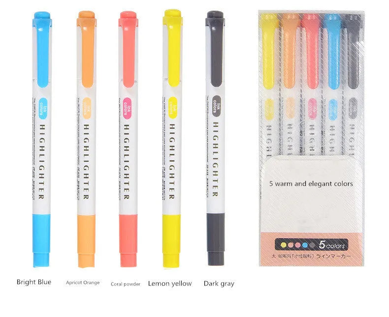 25 colours double head highlighter pen set in plastic shell, boxed packing, calm light warm fluorescent shades