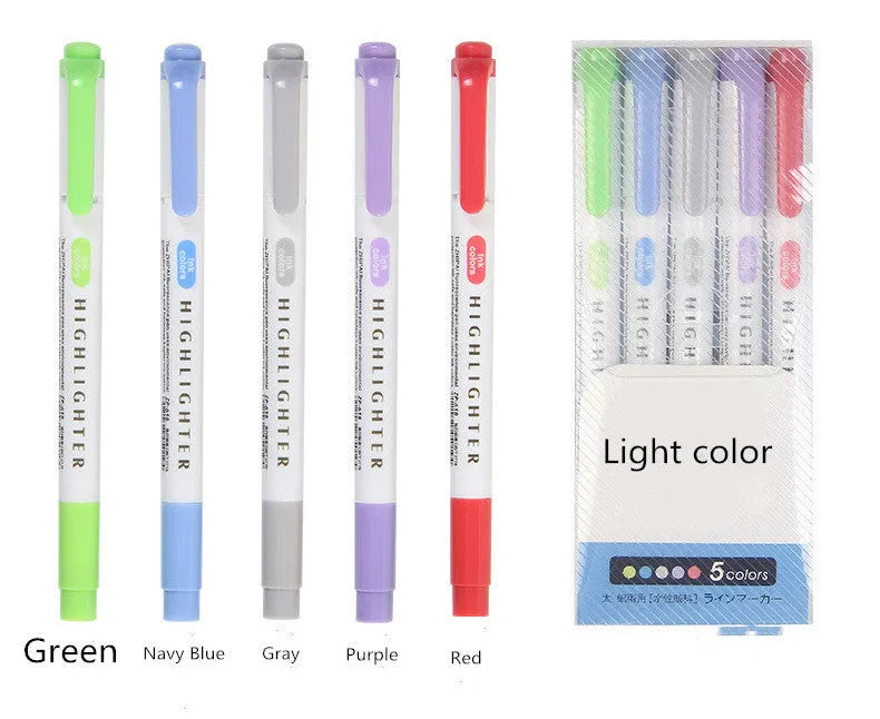 25 colours double head highlighter pen set in plastic shell, boxed packing, calm light warm fluorescent shades