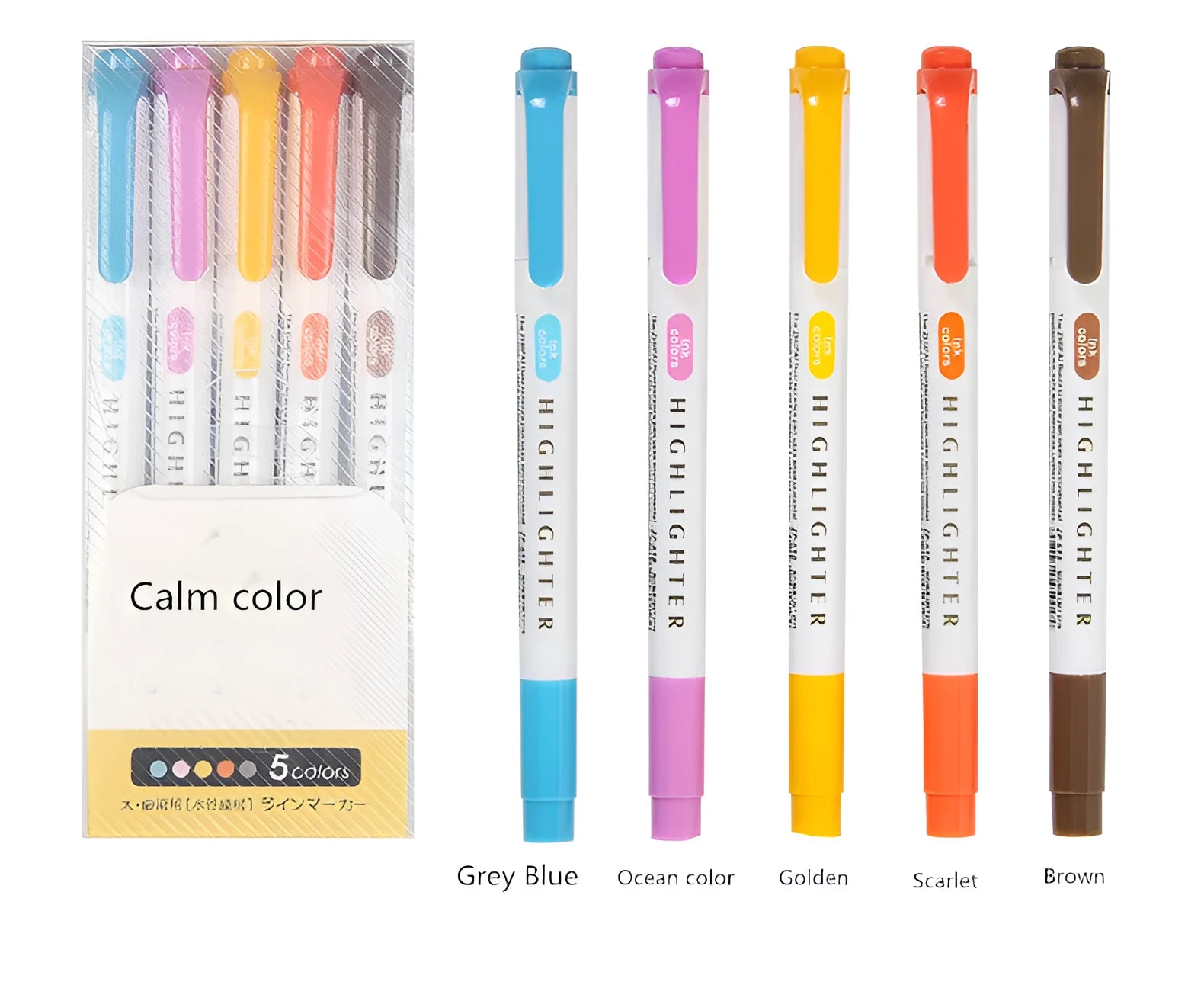 25 colours double head highlighter pen set in plastic shell, boxed packing, calm light warm fluorescent shades
