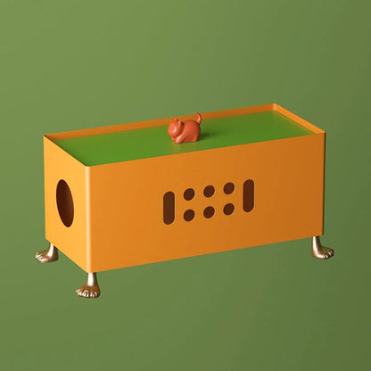 Cartoon Big Feet Power Socket Data Cable Storage Box in orange and grass green