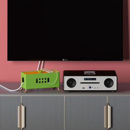 Cartoon Big Feet Power Socket Data Cable Storage Box in orange and grass green