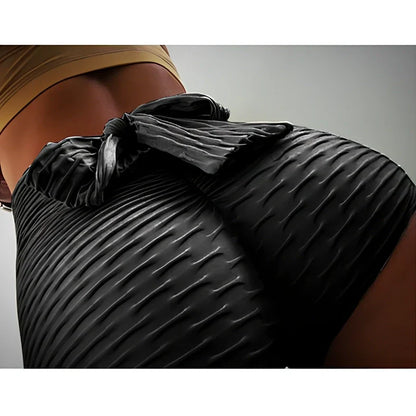 Women's jacquard fitness shorts in navy blue, size M with 35 cm hips and 25 cm length, cotton polyester blend for gym use