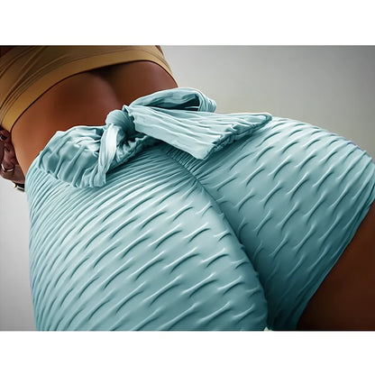 Women's jacquard fitness shorts in navy blue, size M with 35 cm hips and 25 cm length, cotton polyester blend for gym use