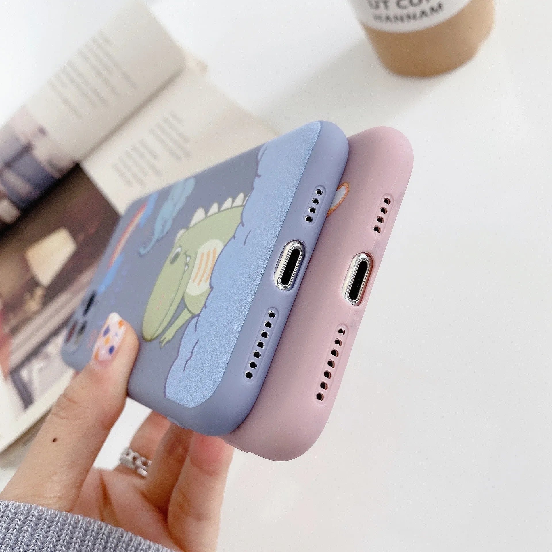 Cartoon dinosaur design silicone TPU soft shell mobile phone case for Apple iPhone devices