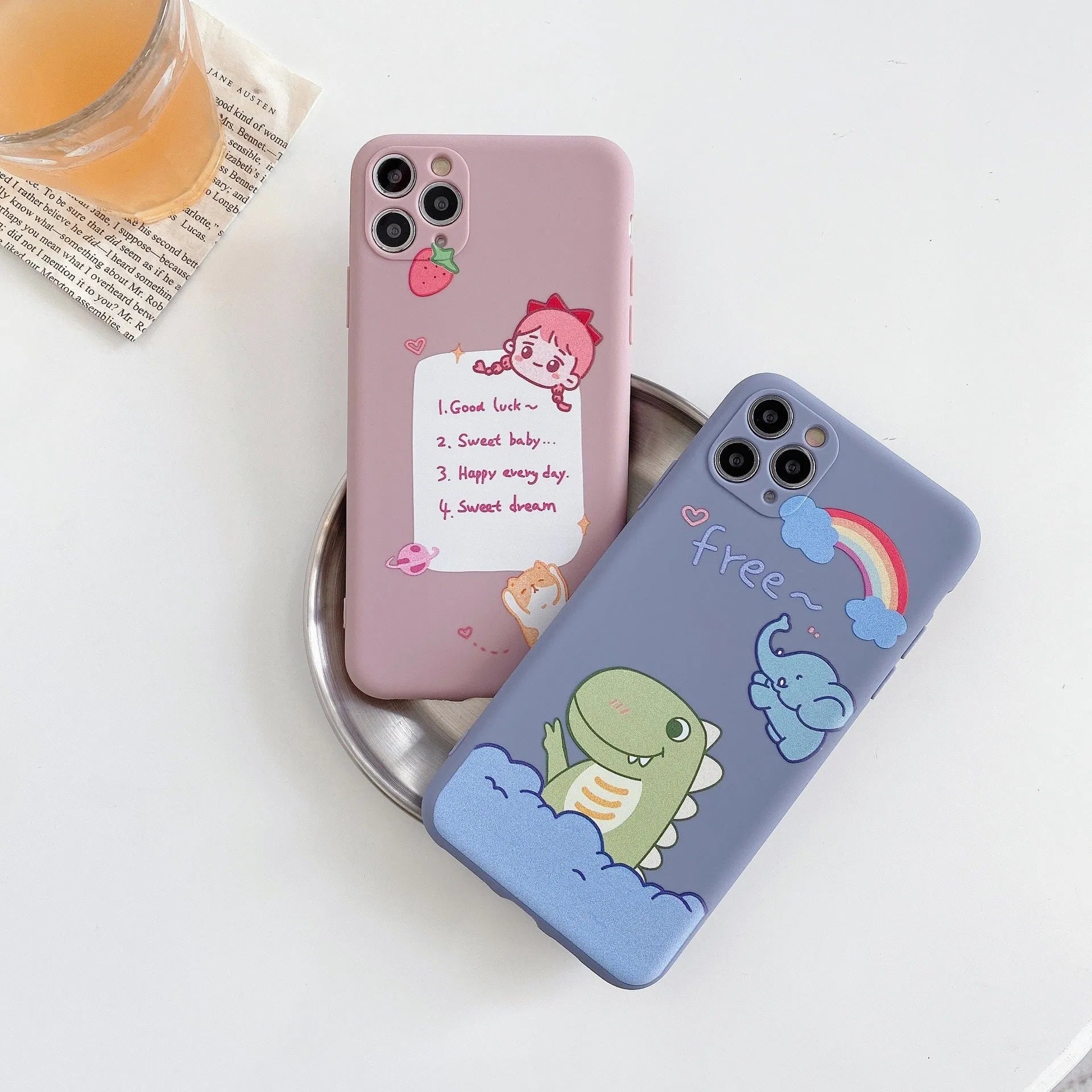 Cartoon dinosaur design silicone TPU soft shell mobile phone case for Apple iPhone devices