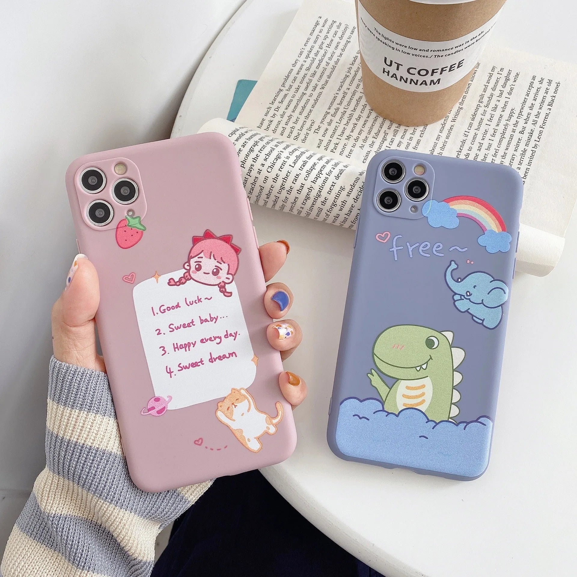 Cartoon dinosaur design silicone TPU soft shell mobile phone case for Apple iPhone devices