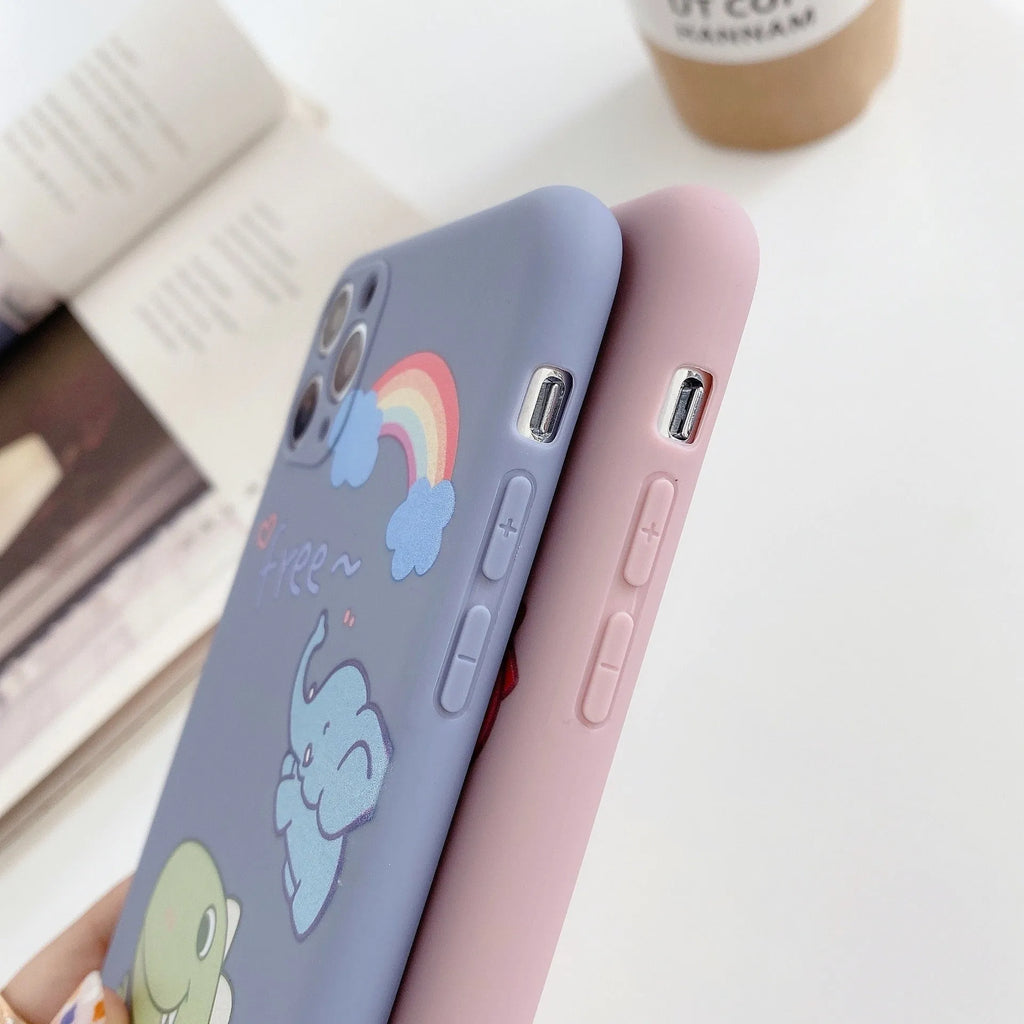 Cartoon dinosaur design silicone TPU soft shell mobile phone case for Apple iPhone devices