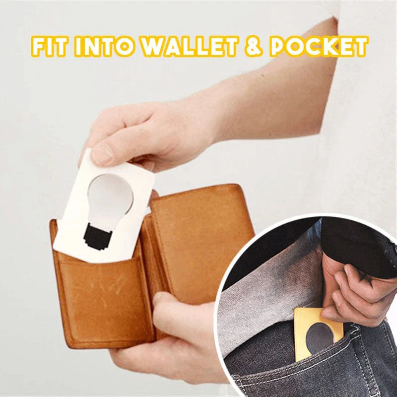 Credit card-sized foldable LED pocket lamp with acrylic shade and inductive switch