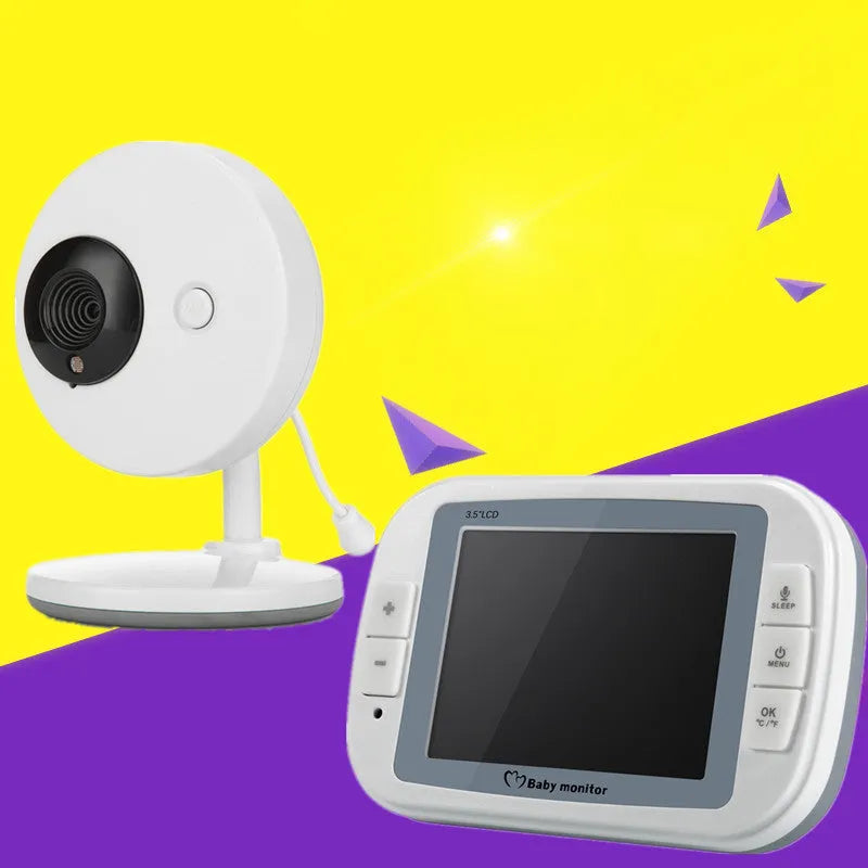 3.5 inch digital wireless baby monitor with UFO-style camera and white ABS housing