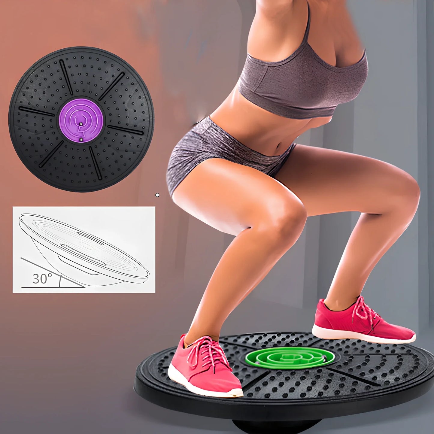 Yoga balance board with 360-degree rotation capability and 150kg weight capacity for stability exercises