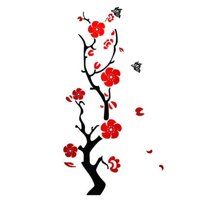 Plum Blossom Porch Decoration Wall Stickers in vibrant red and pink, three-dimensional design
