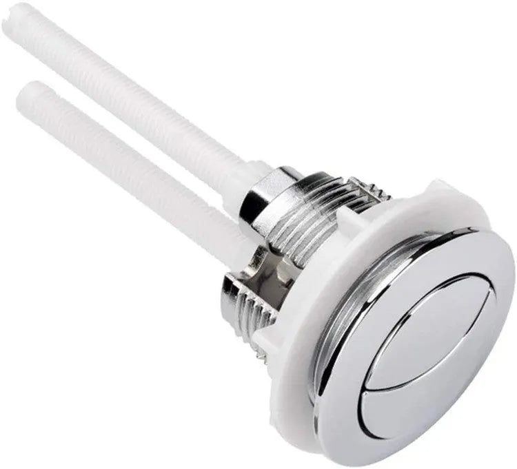 Round double flush button toilet accessory made from white ABS plastic, 38mm specification.