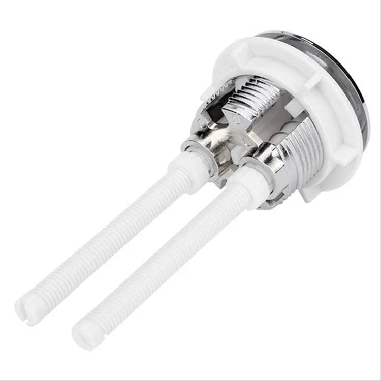 Round double flush button toilet accessory made from white ABS plastic, 38mm specification.