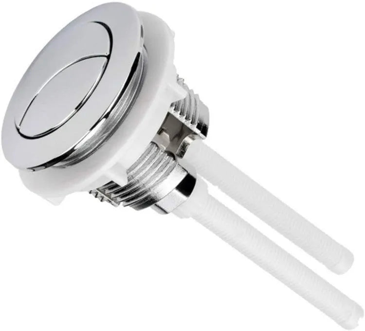 Round double flush button toilet accessory made from white ABS plastic, 38mm specification.