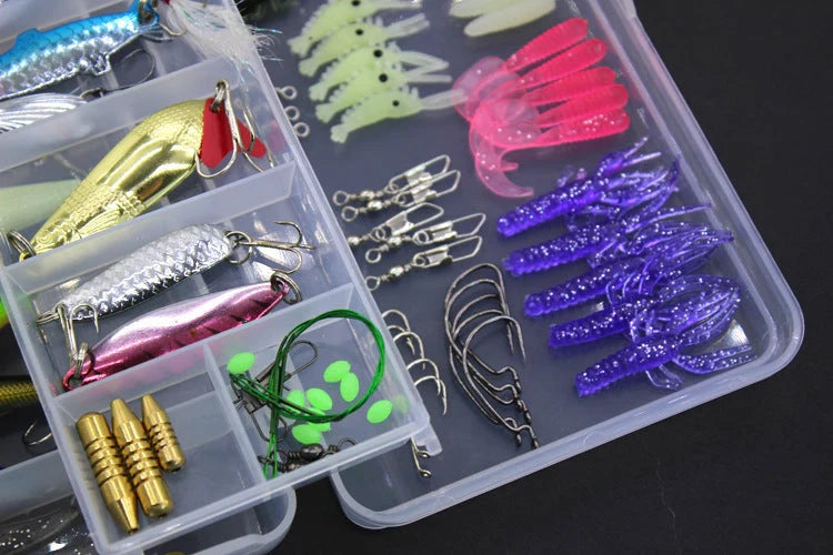 Sequined soft bait fishing set with high carbon steel hooks, 100 pieces