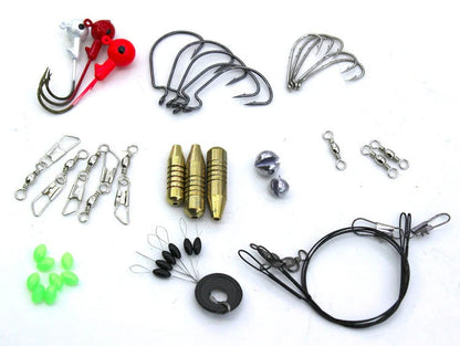 Sequined soft bait fishing set with high carbon steel hooks, 100 pieces