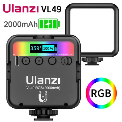 Ulanzi VL49 Mini RGB Fill Light with adjustable brightness and color temperature for photography