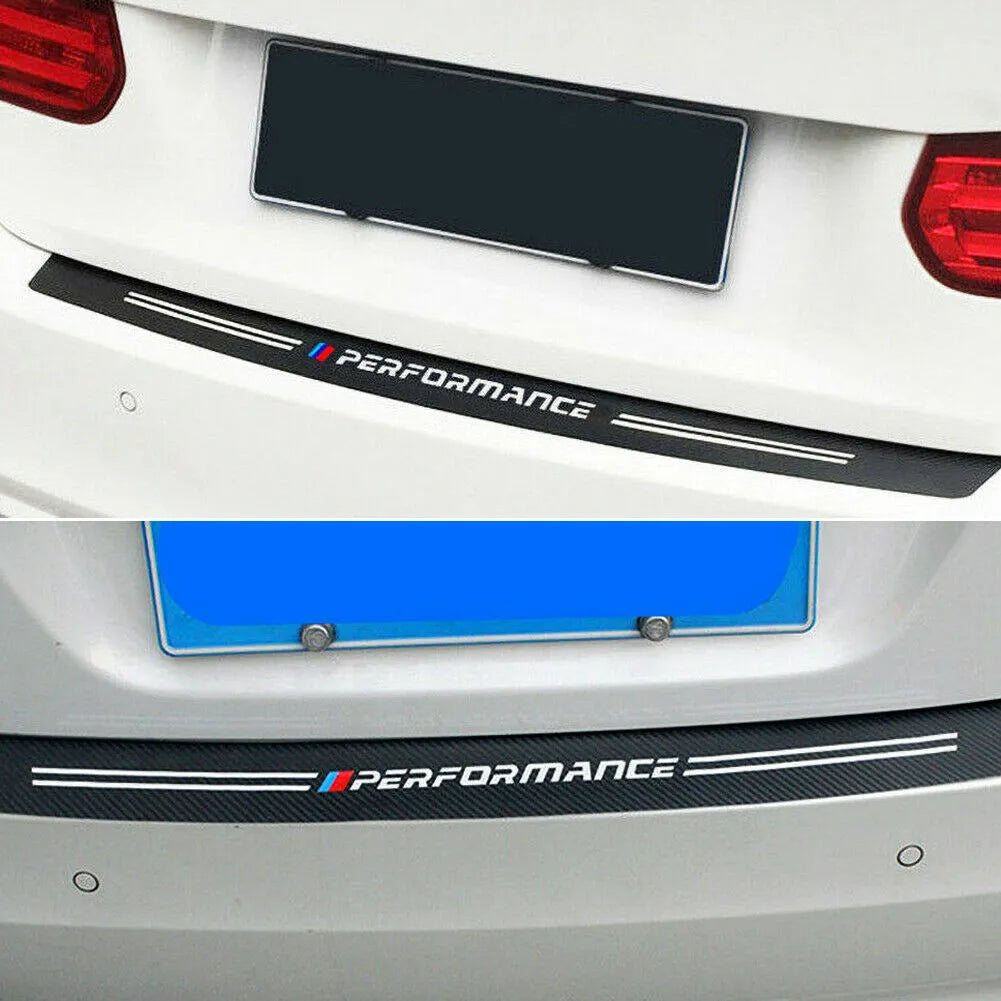 Carbon fibre rear bumper trunk guard sticker for Honda models with white lettering