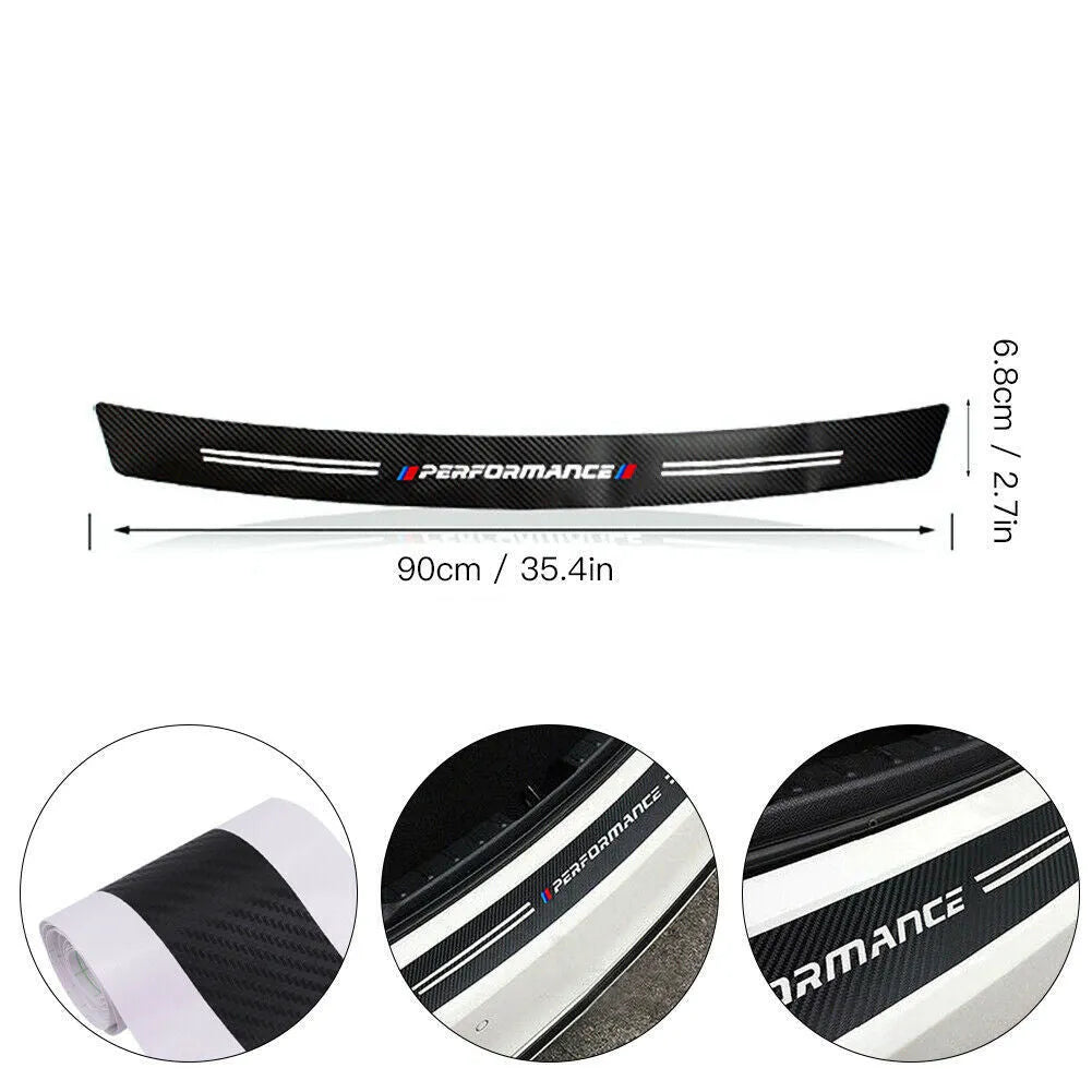 Carbon fibre rear bumper trunk guard sticker for Honda models with white lettering