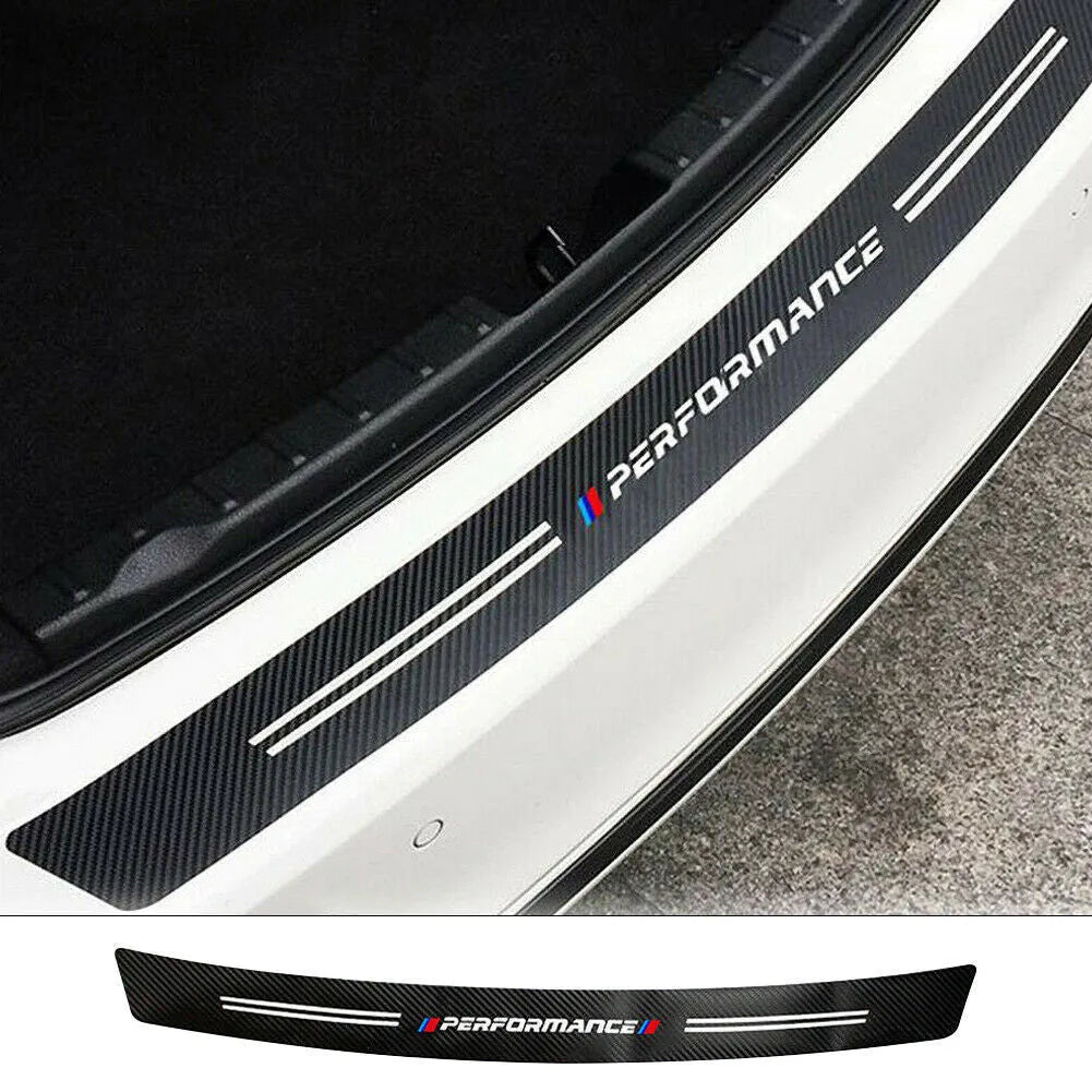 Carbon fibre rear bumper trunk guard sticker for Honda models with white lettering
