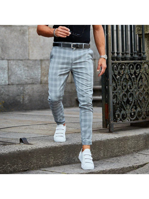 Stylish plaid casual pants for men, featuring a loose and comfortable design, available in a variety of colors