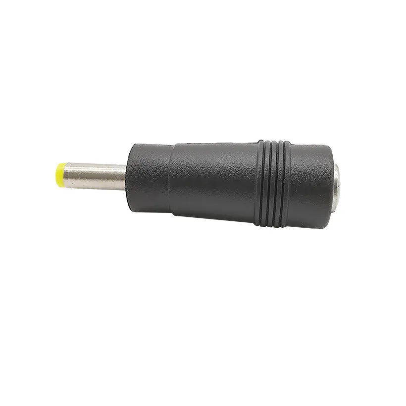 Black round injection-moulded DC power adapter 5.5x2.1 female to 4.0x1.7 male plug