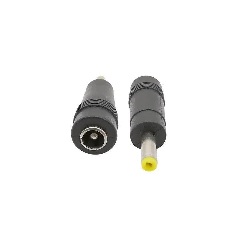 Black round injection-moulded DC power adapter 5.5x2.1 female to 4.0x1.7 male plug