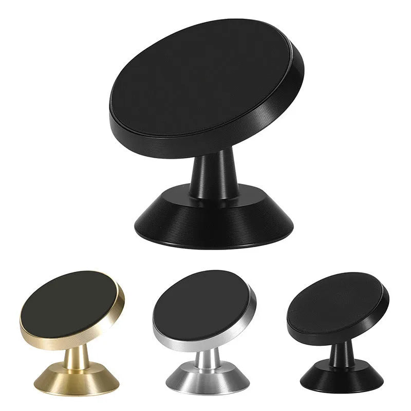 Universal magnetic car phone holder with 35.5mm x 40mm base plate in black silver gold colours