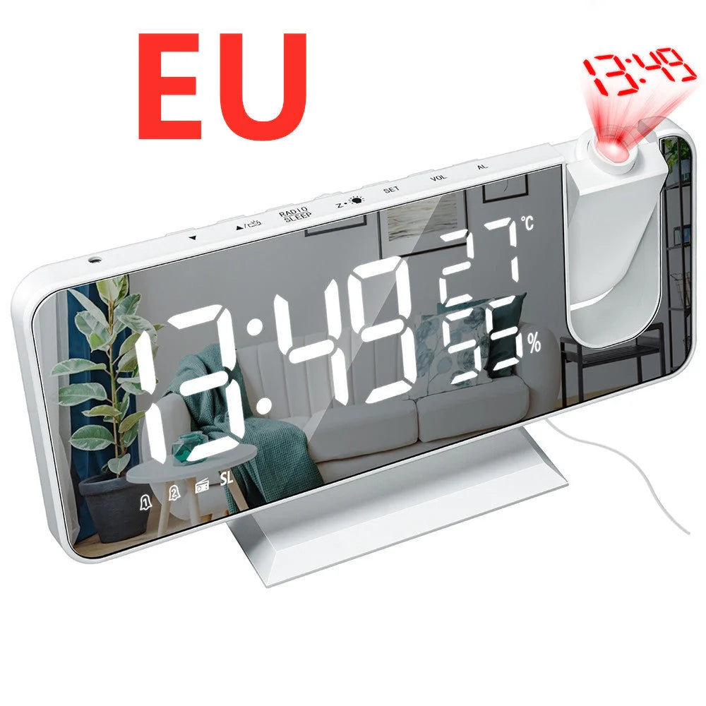 Multifunctional radio projection alarm clock with LED display and USB port