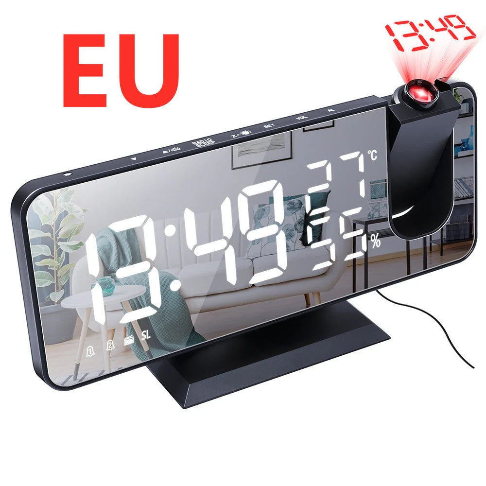 Multifunctional radio projection alarm clock with LED display and USB port