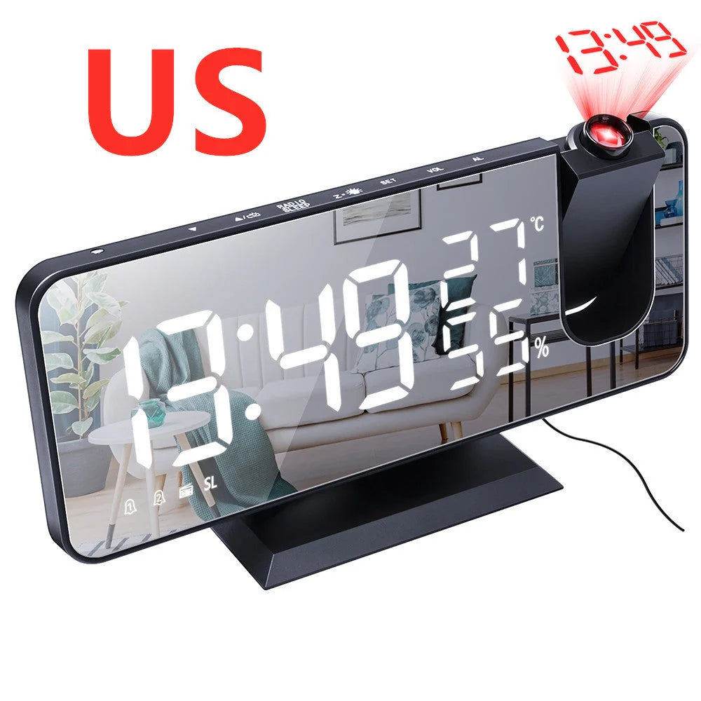 Multifunctional radio projection alarm clock with LED display and USB port