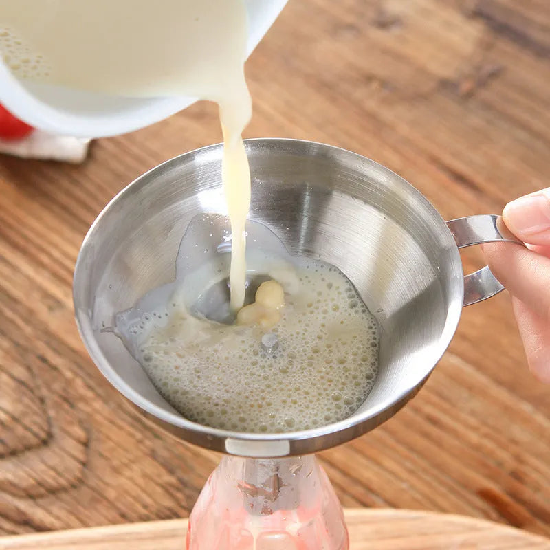 Small mini 201 stainless steel funnel with fine filter sieve for wine raisin whisk impurities