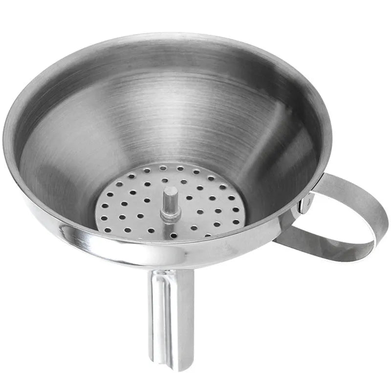Small mini 201 stainless steel funnel with fine filter sieve for wine raisin whisk impurities
