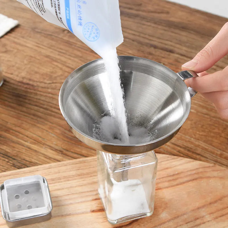 Small mini 201 stainless steel funnel with fine filter sieve for wine raisin whisk impurities