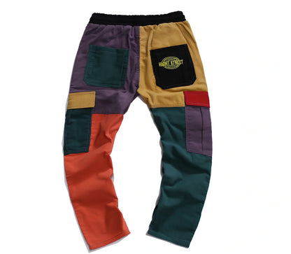 Corduroy straight trousers in colour matching with elastic waist 58-90cm and inseam 92-95cm for leisure