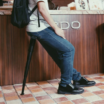 Black portable ABS folding stool for outdoor and indoor use