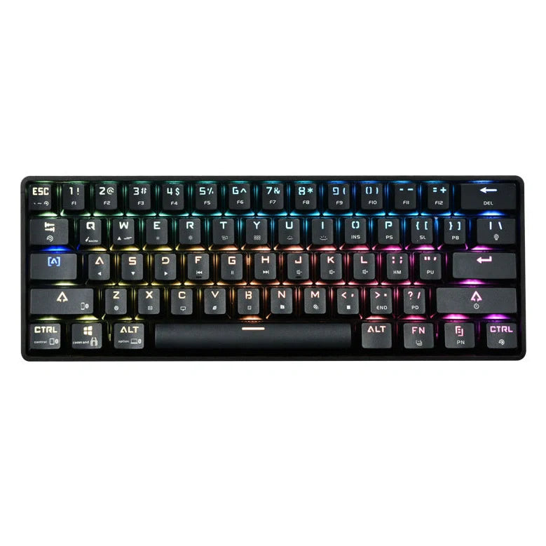 Wireless Bluetooth mechanical keyboard with PBT keycaps in black or white colour measuring 29.5×11×4cm