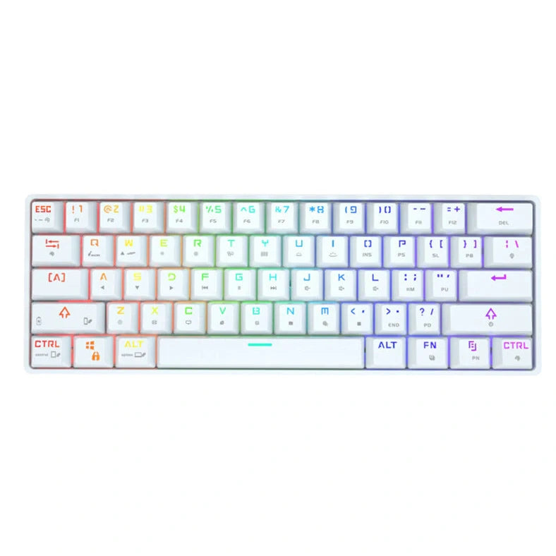 Wireless Bluetooth mechanical keyboard with PBT keycaps in black or white colour measuring 29.5×11×4cm