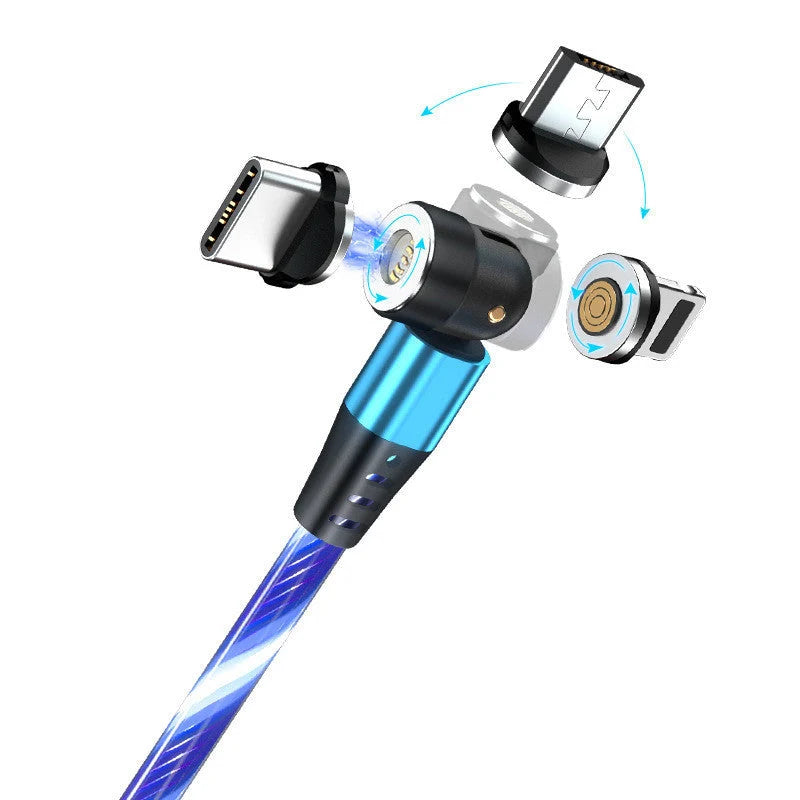 540 Rotate Luminous Magnetic Cable with LED lights and magnetic charging tip