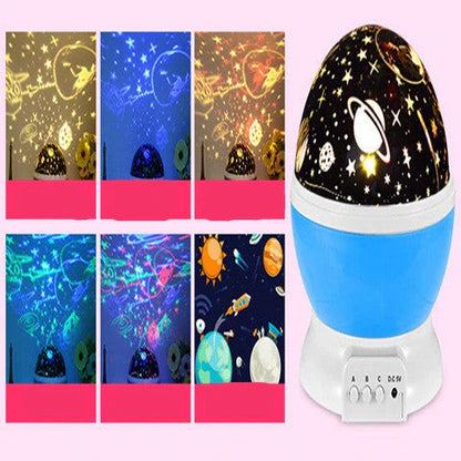 Starry Sky Projector Lamp casting a mesmerizing display of twinkling stars and swirling galaxies across a bedroom wall