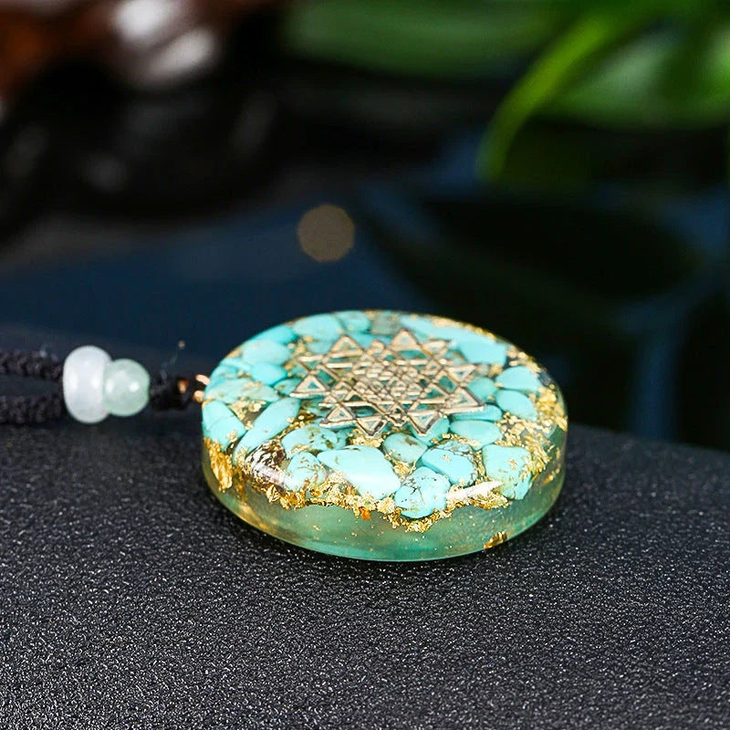 Chakra Balancing Crushed Turquoise Pendant Necklace