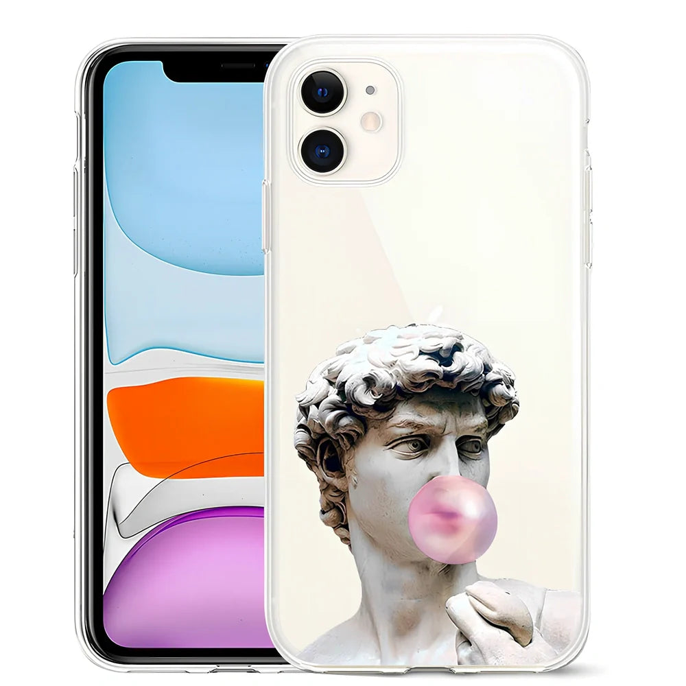 Van Gogh inspired painted TPU phone case for iPhone 12, featuring starry sky art design in solid colours, 15cm length with 1.5mm thickness