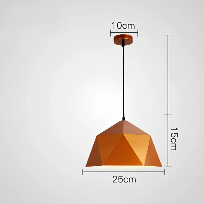 Colourful geometric iron hanging lamp, 46cm diameter, adjustable to 2m height in black or white for home lighting
